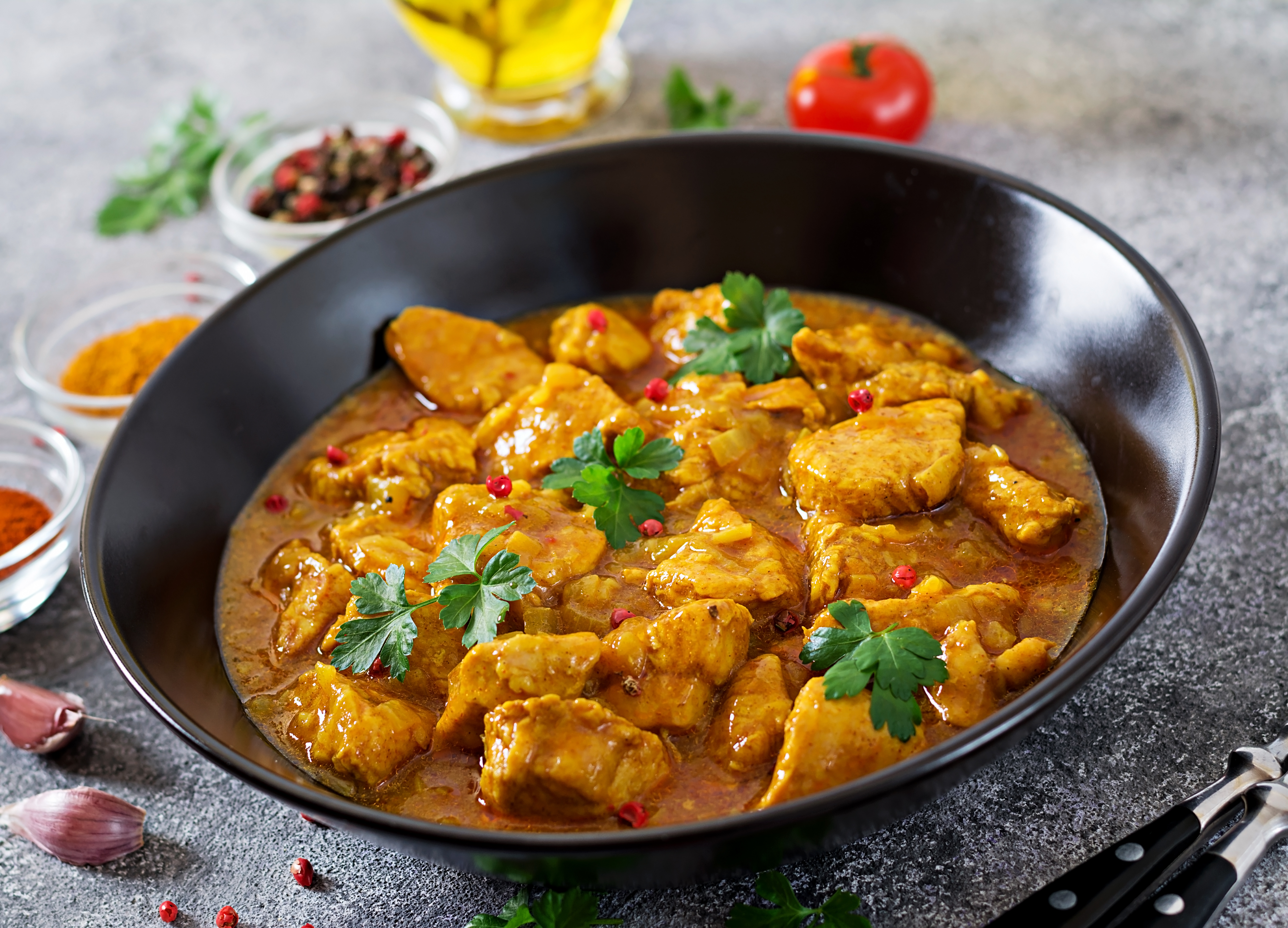 Curry With Chicken And Onions Indian Food Asian PLFRUS2