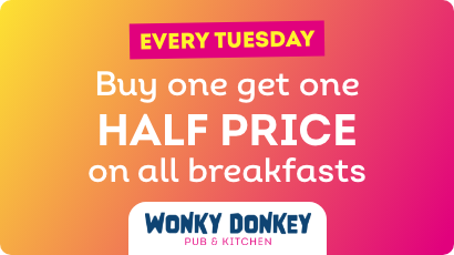 Wonky Donkey BOGO Half Price Breakfast