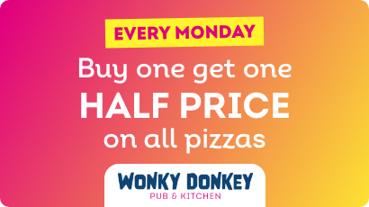 Wonky Donkey BOGO Half Price Pizza
