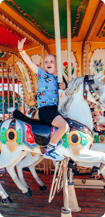 Children enjoying rides at Brean Theme Park