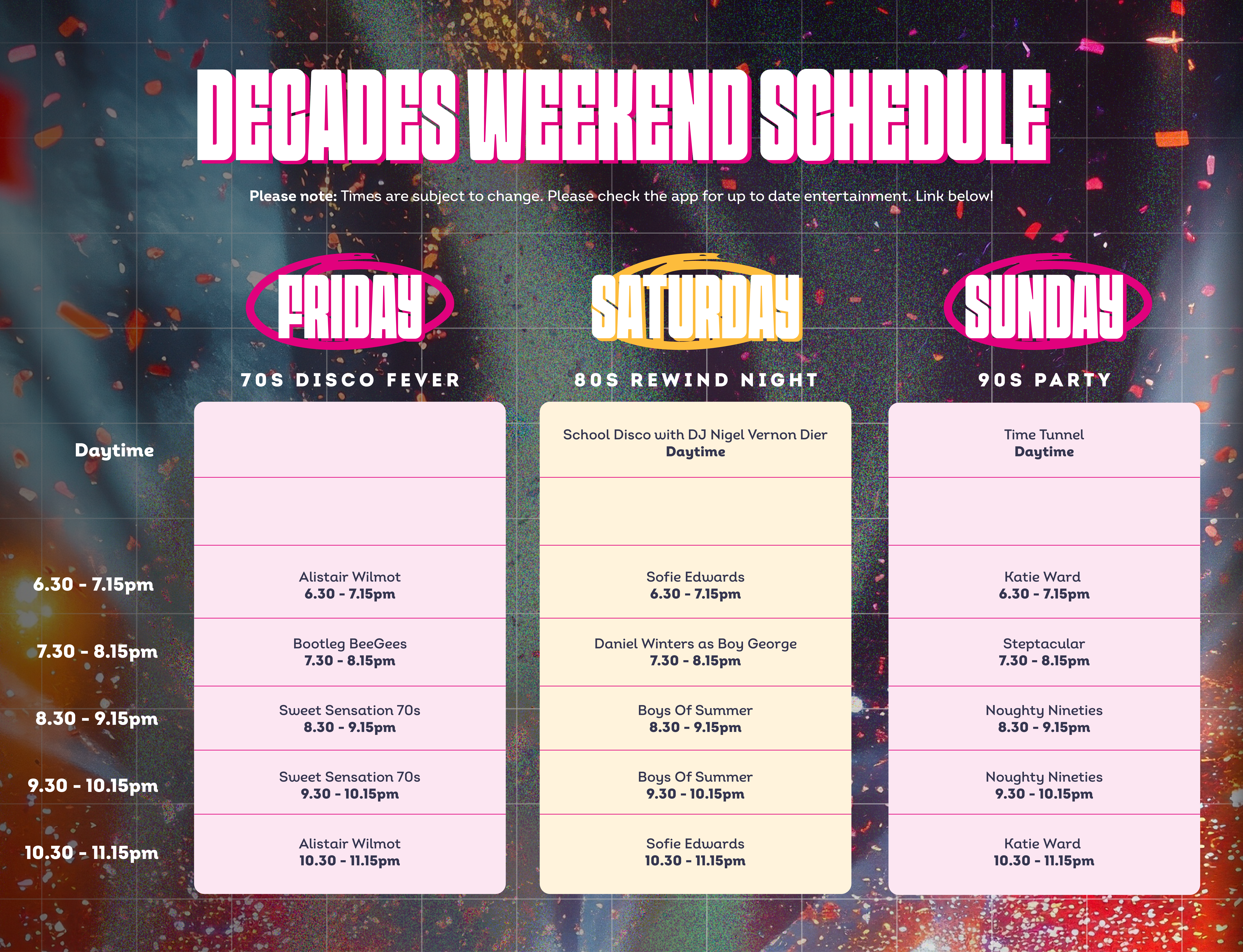 Decades Schedule Banner